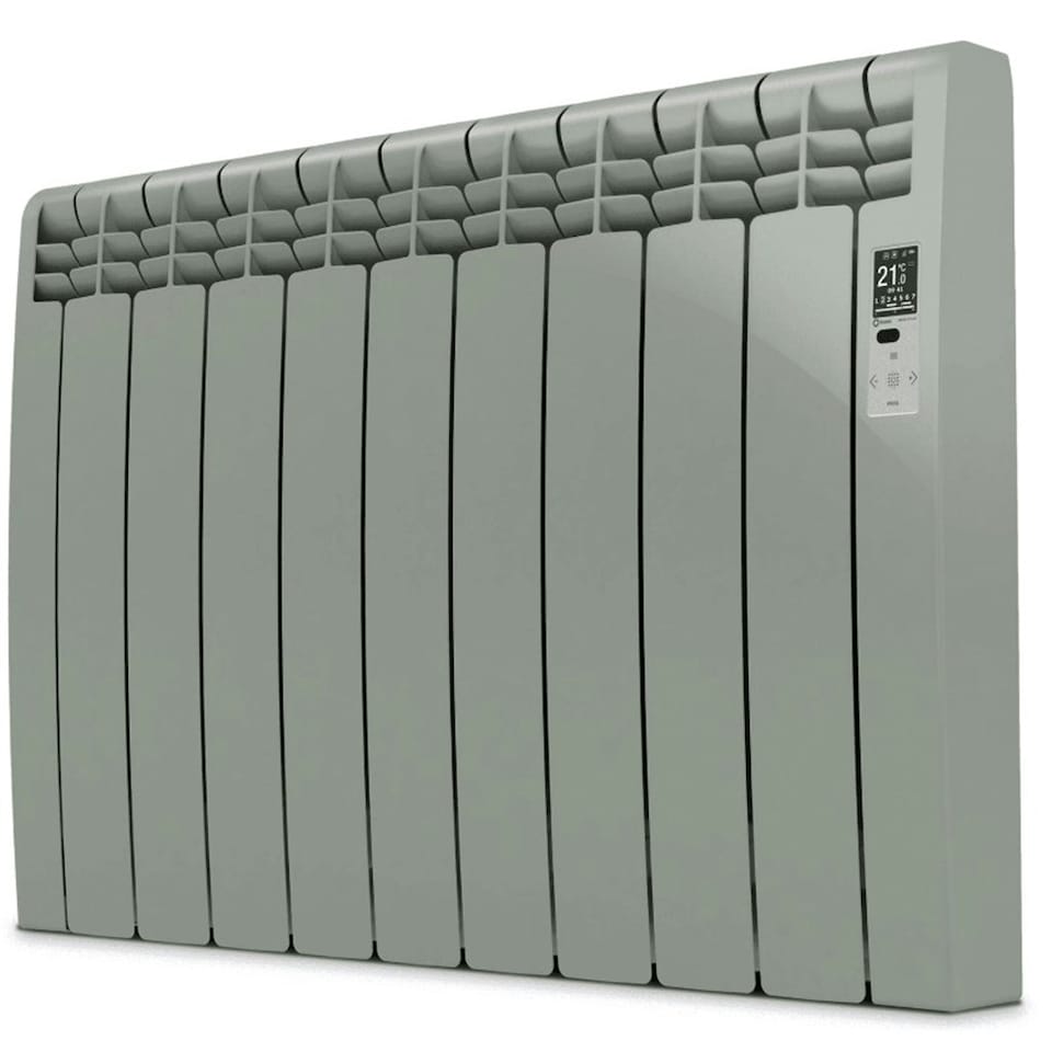 image 1 of 510mm (W) x 585mm (H) - Grey Wi-Fi Electric Oil Filled Radiator (Barcelona) - 550 Watts - Depth 97mm - Heats Up To 5m²