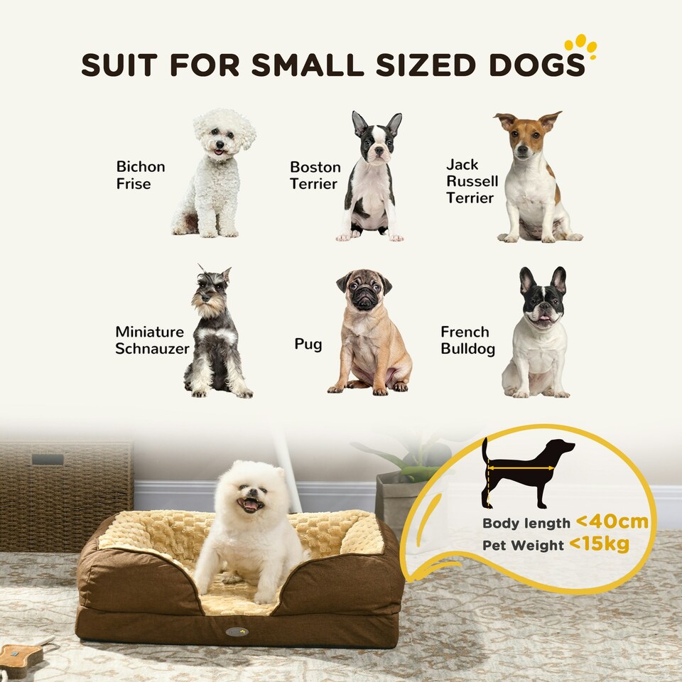 image 1 of PawHut Dog Bed Calming Pet Bed Dog Mattress for Small Dogs - Brown
