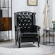 image 2 of HOMCOM Chesterfield-style Wing Back Armchair Tufted Accent Chair Black