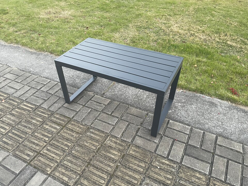 image 1 of Fimous Aluminium Outdoor Garden Furniture Set Lounge Sofa Oblong Coffee Table Sets with 3 Footstools Indoor Conservatory Set Dark Grey