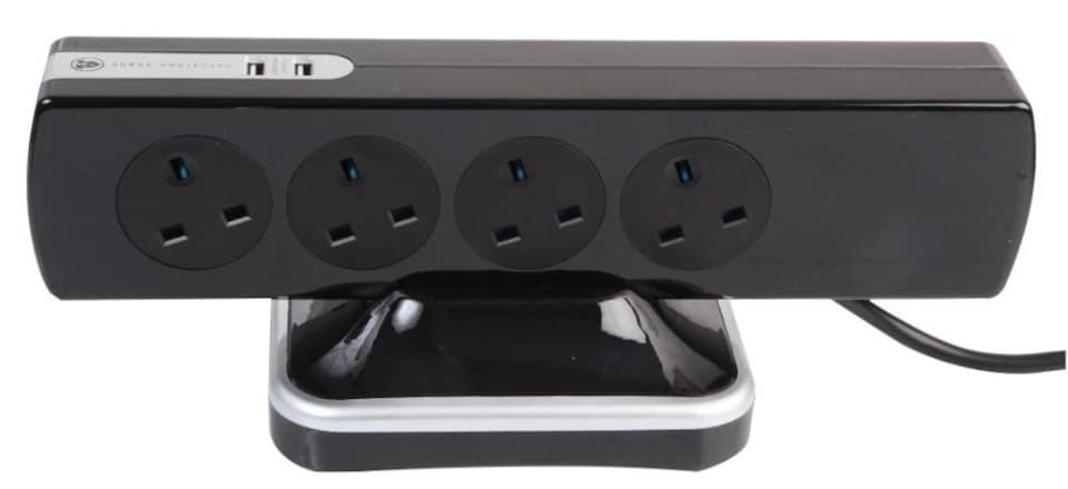 image 1 of MASTERPLUG - 8 Gang Surge Protected Extension Tower with 2x USB, 2m Lead