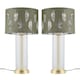 image 1 of Set of 2 Aura - Satin Brass Lamps with Sage Green Fern Silver Shades | Gold | Green | Large | 2