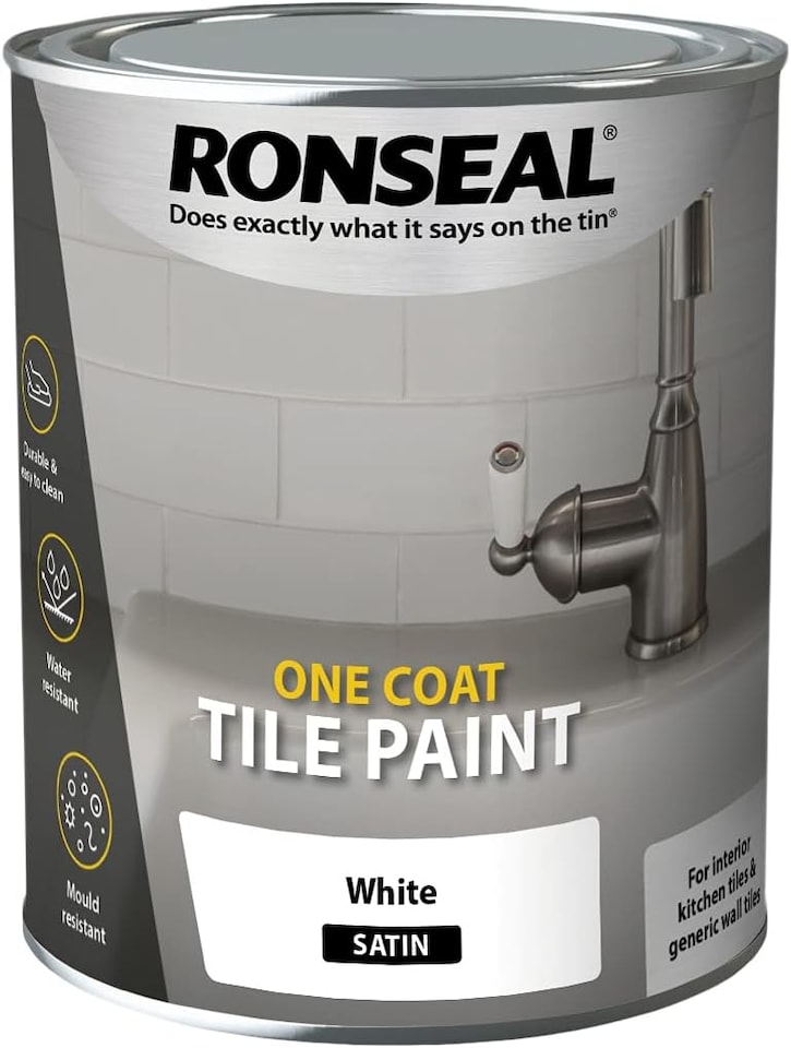 image 1 of Ronseal Water Based Tile Paint White Satin 750ml