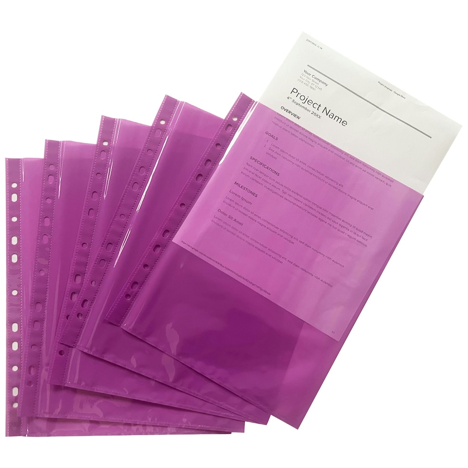image 1 of Pack of 50 A4 Purple Punched Pockets by Janrax