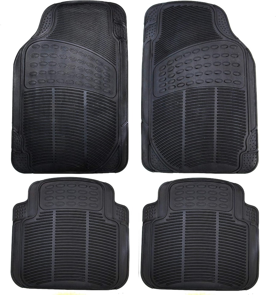 image 1 of Actiasmat Heavy Duty Universal Fit Rubber Car Mats – 4-Piece Replacement Set with Anti-Slip PVC Nib Backing