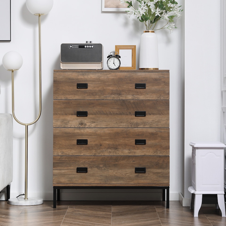 image 1 of HOMCOM Chest of Drawers, 4 Drawer Unit Storage Chest Bedroom Living Room