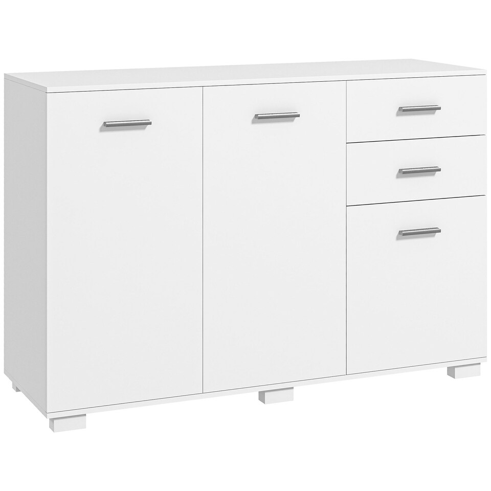 image 1 of HOMCOM Modern Sideboard Kitchen Storage Cabinet with 2 Drawers, White White