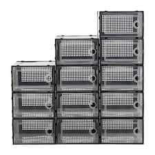 Living and Home 12 Pack Plastic Stackable Shoe Storage Boxes