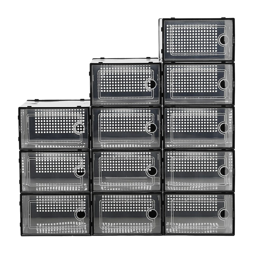 image 1 of Living and Home 12 Pack Plastic Stackable Shoe Storage Boxes