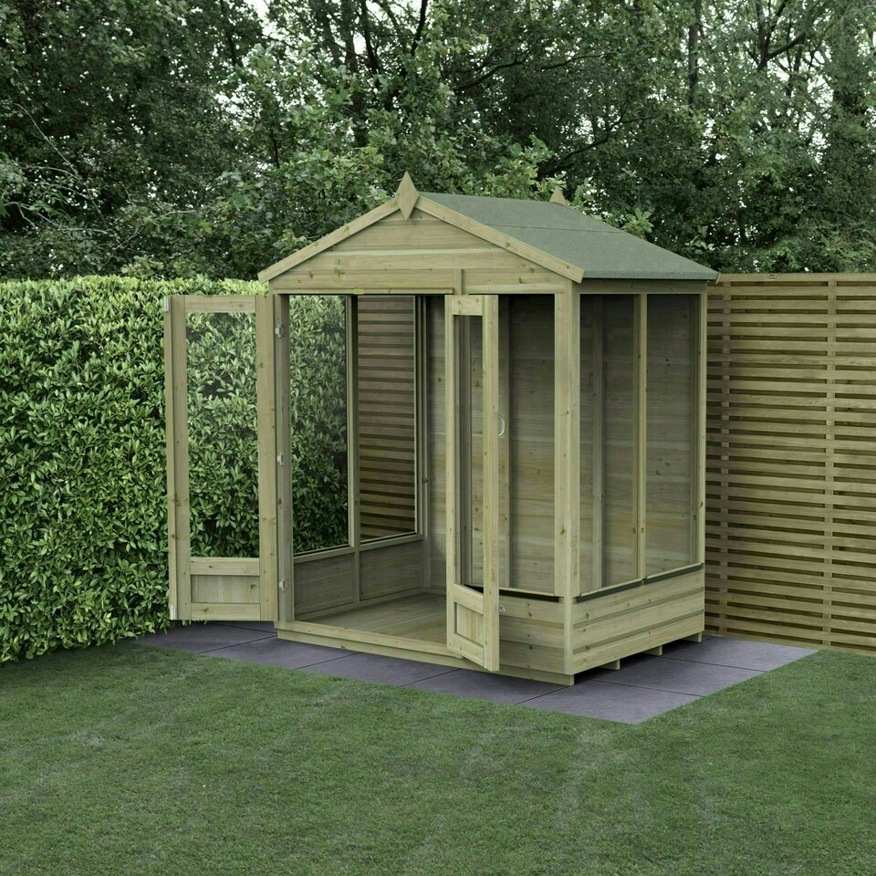 image 1 of Forest Garden 6x4 Apex Beckwood Shed 25yr Guarantee Shiplap Pressure Treated - Double Door - 5 Windows