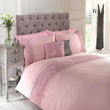 Limoges Polycotton Floral Duvet with Pillowcase Pink | Super King