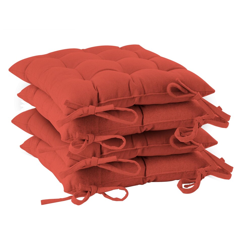 image 1 of Harbour Housewares Square Garden Chair Seat Cushions - Paprika - Pack of 4 | Red | Paprika