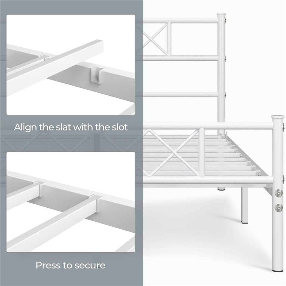 image 1 of Yaheetech 190 cm L × 135 cm W Simple Metal Bed Frame White