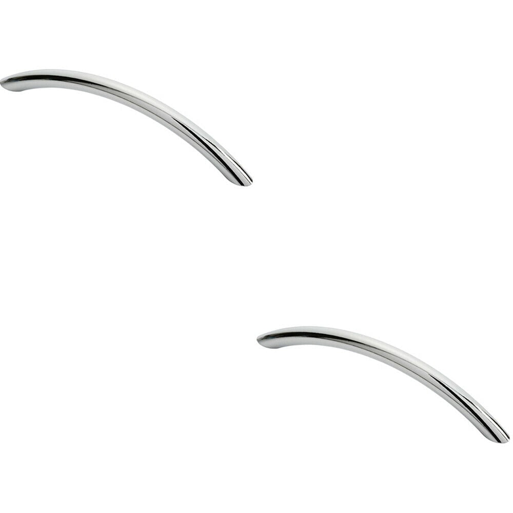 Loops 2x Curved Bow Cabinet Pull Handle 153 x 10mm 128mm Fixing Centres Chrome
