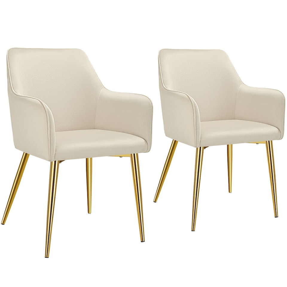 image 1 of Dining Chair Avane - velvet look, padded armchair, high backrest and high armrests | Cream | beige | 2