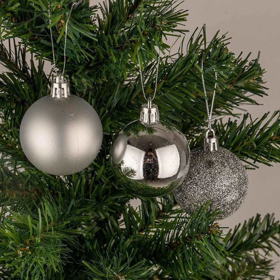 image 1 of Silver Baubles 5CM 18PCS Sets