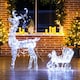 image 4 of Outsunny Lighted Christmas Reindeer with Sleigh, Outdoor Yard Reindeer with 170 Warm White LED Lights, Holiday Decor with Stakes, Waterproof, Silver
