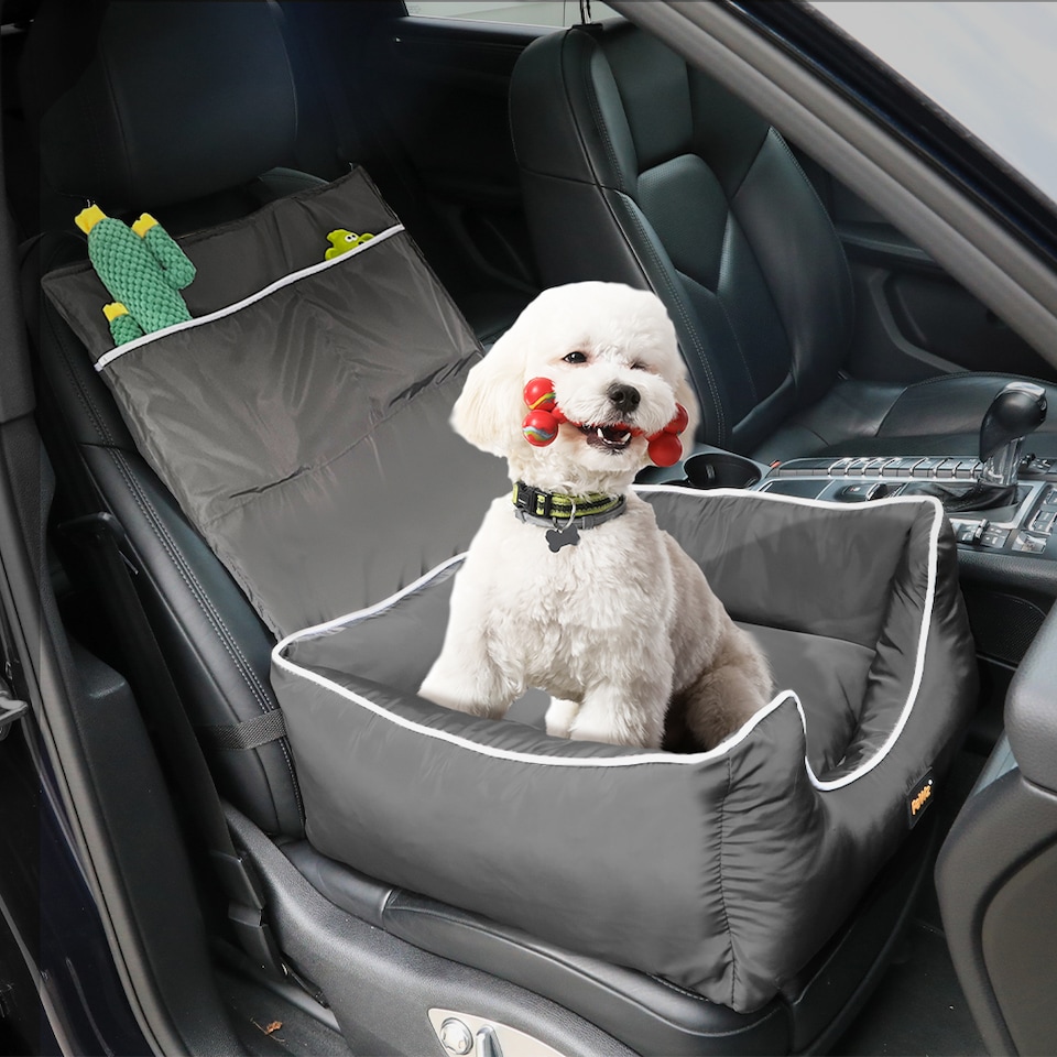 image 1 of Skylos Dog Car Booster Seat Pet Backrest Safe Protector Waterproof Travel Bed