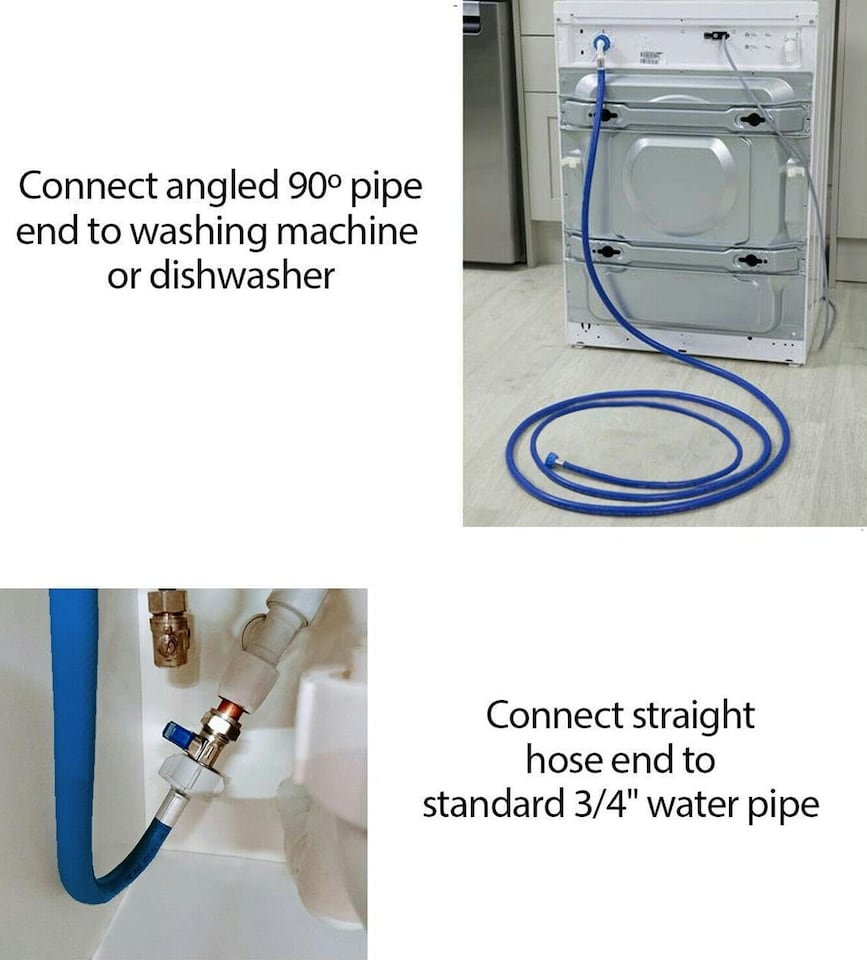 image 1 of SPARES2GO Universal Washing Machine / Dishwasher Fill Hose Cold Water Inlet Feed Pipe (2.5 Metre)