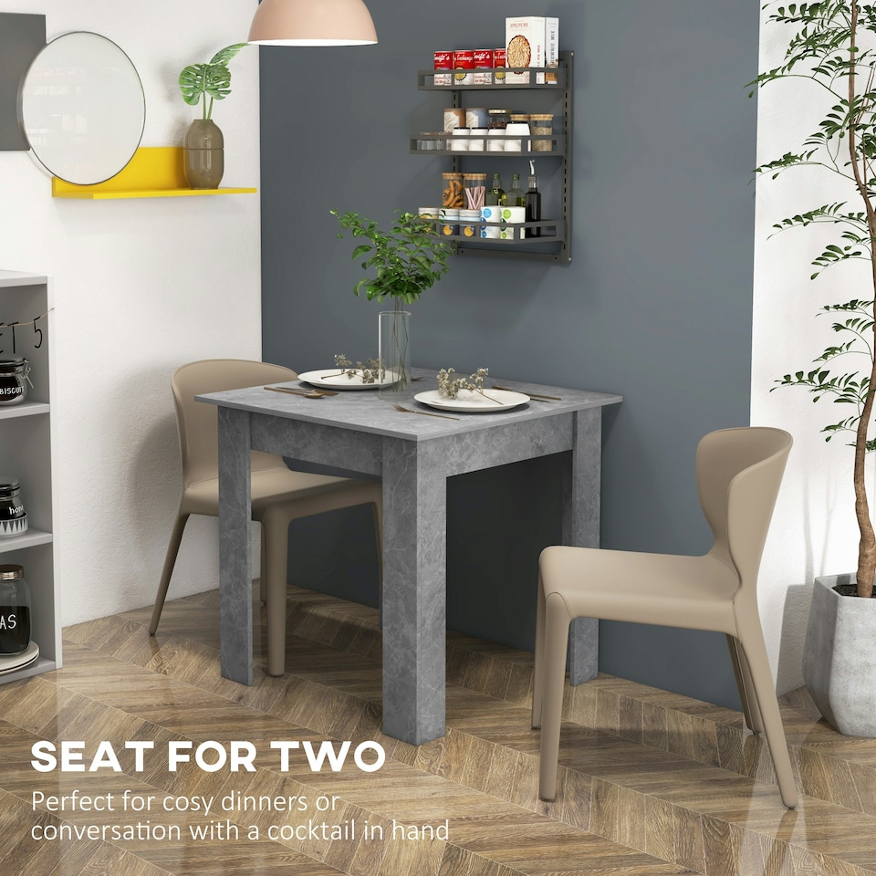 image 1 of HOMCOM Square Dining Table with Faux Cement Effect for Living Room