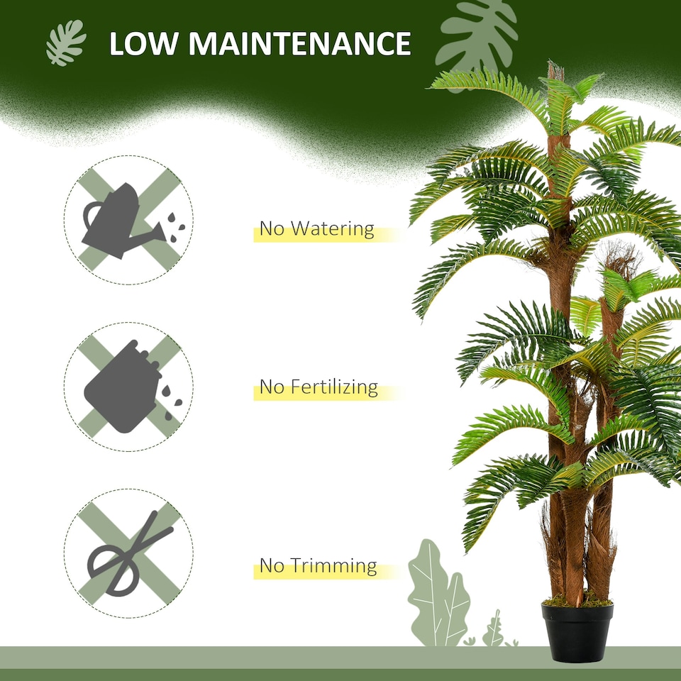 image 1 of Outsunny Artificial Palm Plant Fake Tree for Home Office, 150cm