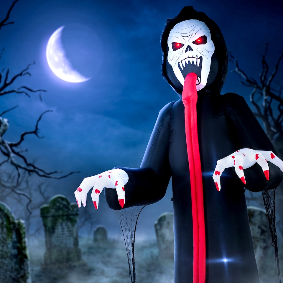image 1 of Outsunny 10 FT Halloween Inflatable Skeleton with Built-in LED Lights