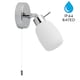 image 2 of Brom - Chrome Opal Glass IP44 Pull Cord Bathroom Wall Spotlight | Chrome | 1