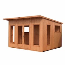 Miami 12 x 10 Feet Double Door with Four Fixed and Two Opening Windows Summerhouse Brown