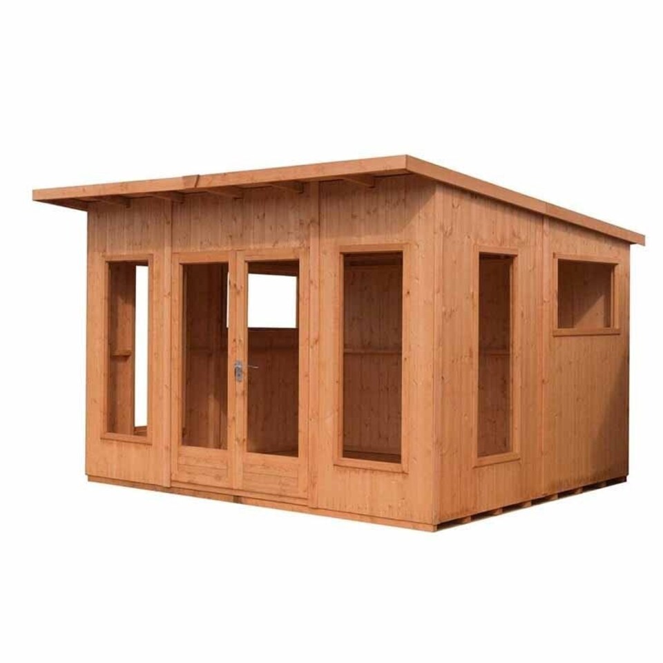 image 1 of Miami 12 x 10 Feet Double Door with Four Fixed and Two Opening Windows Summerhouse Brown