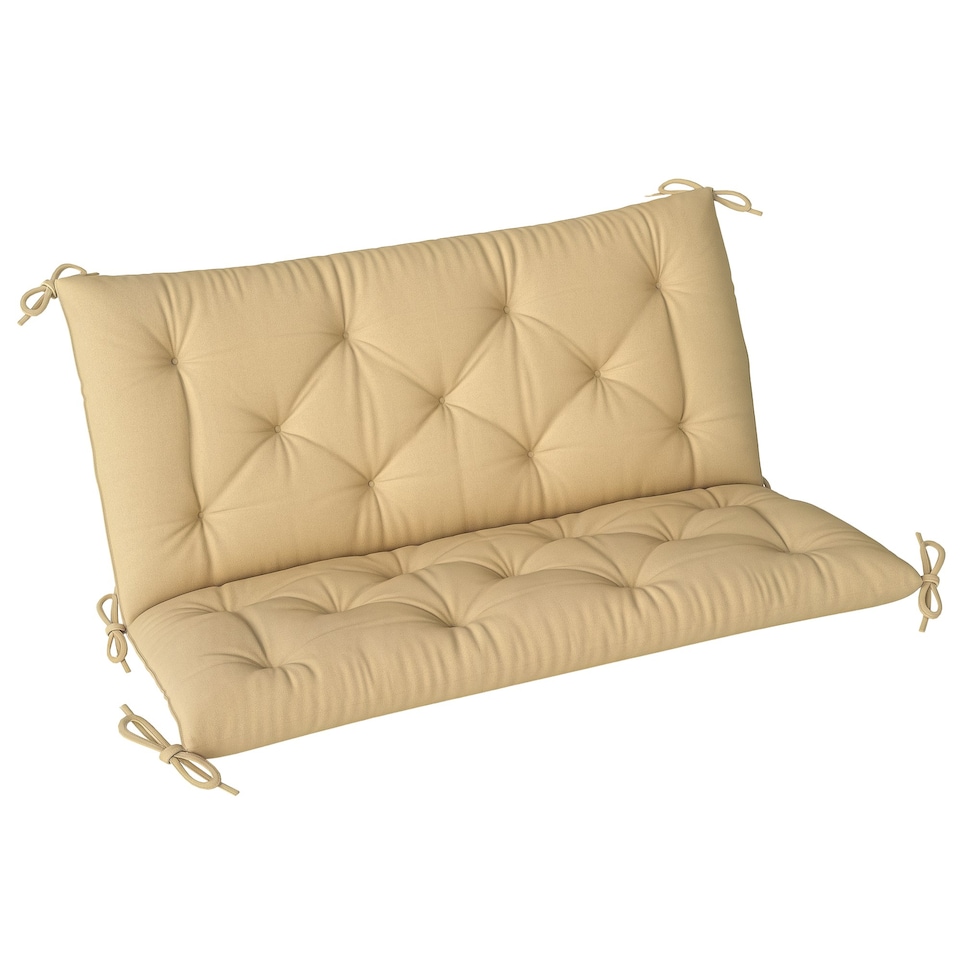image 1 of Outsunny 2 Seater Garden Bench Cushion Outdoor Seat Pad with Ties Khaki 
