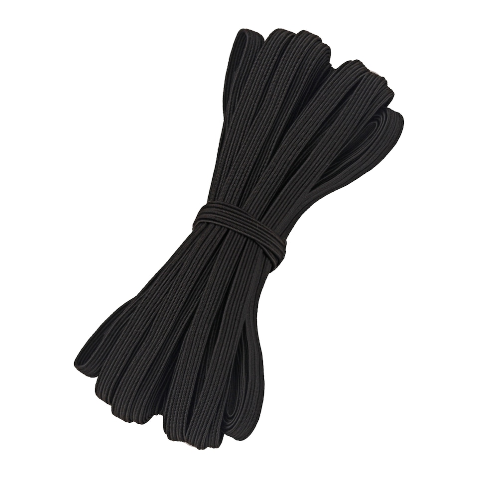image 1 of 6mm Black Flat Elastic Band, Dressmaking Fabric Trim - 10 Metres