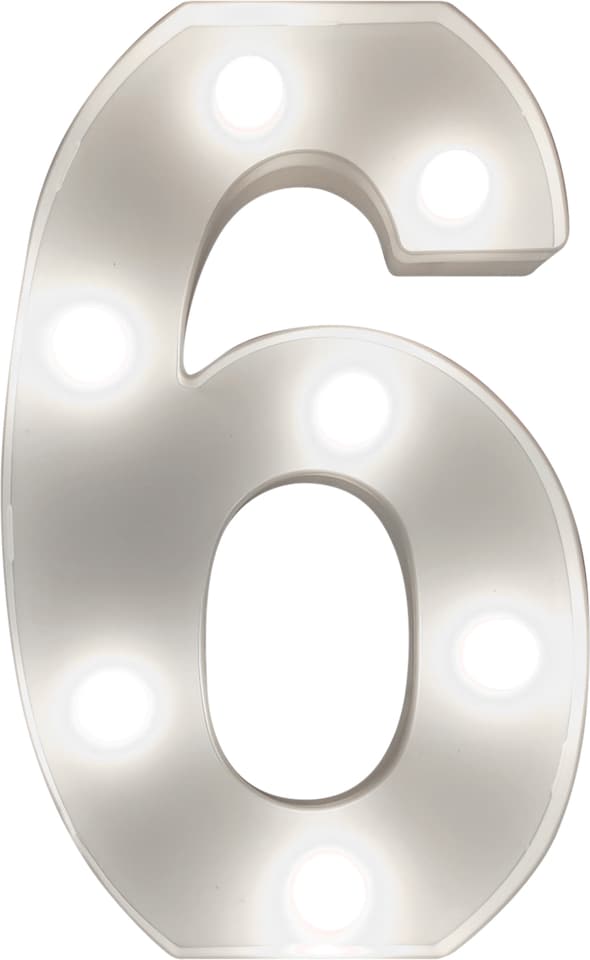 image 1 of St Helens Battery Operated 3D LED Number 6 Light