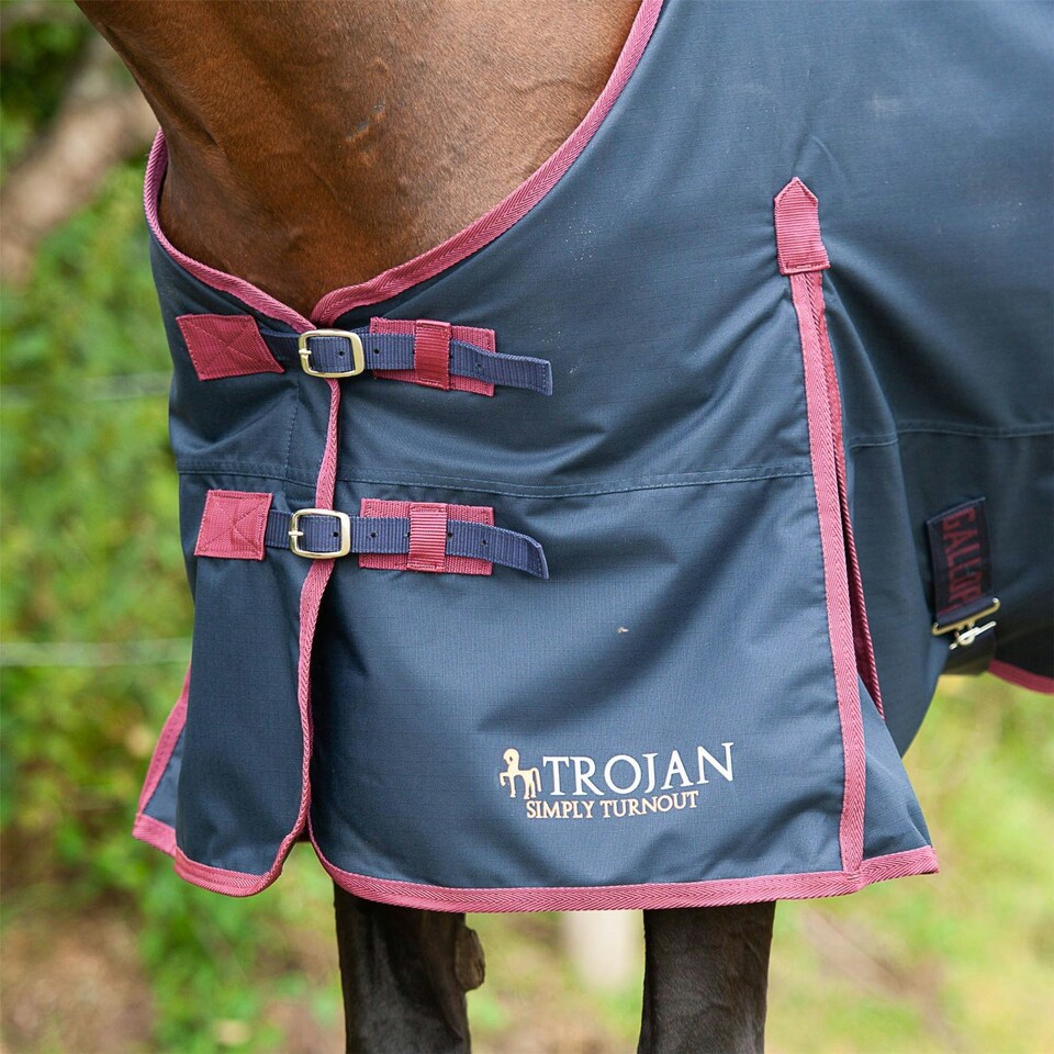 image 1 of Gallop Equestrian Trojan 50 Standard Turnout Red | Size: 4ft 9
Colour: Navy/Red