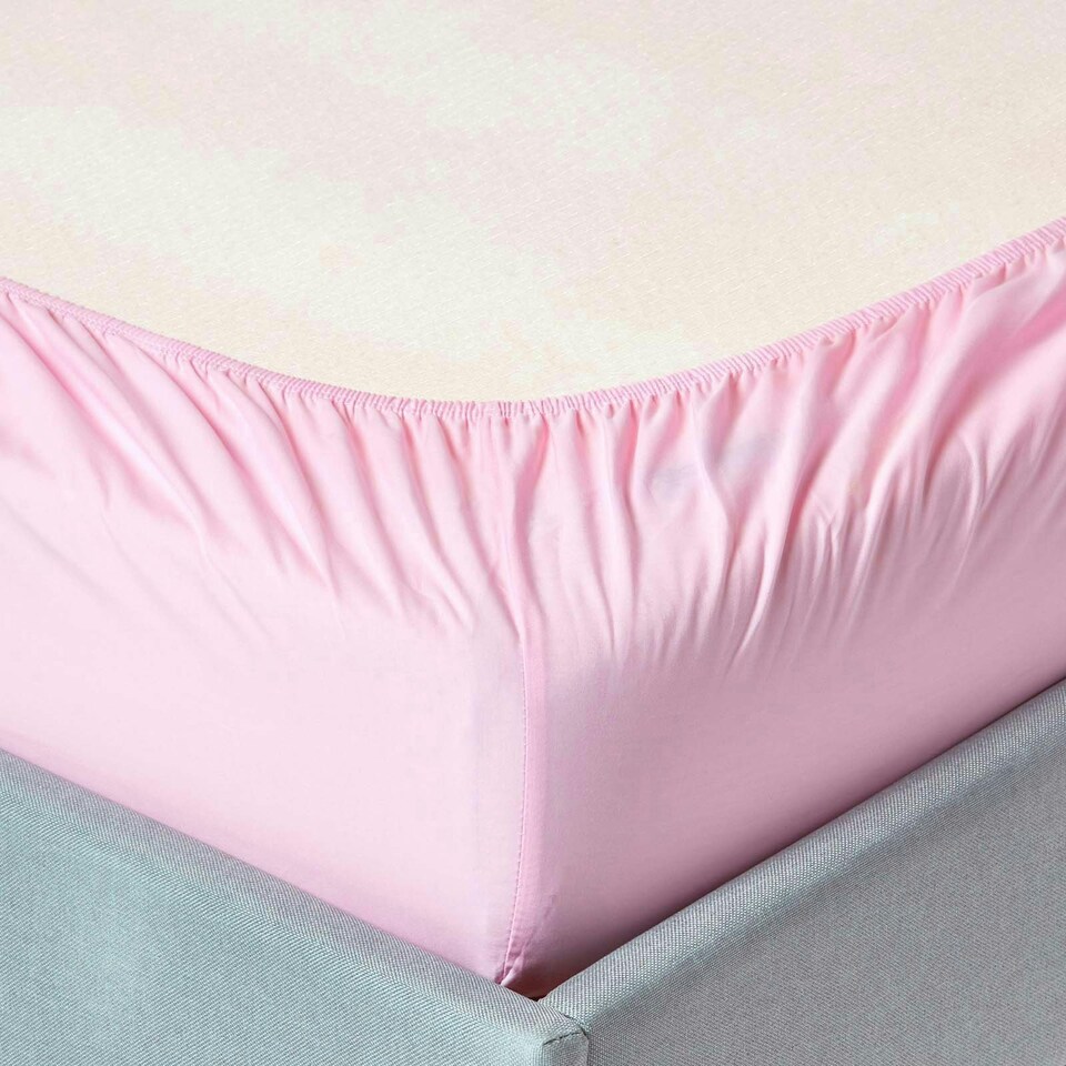 image 1 of Homescapes Pink Egyptian Cotton Deep Fitted Sheet 200 TC, King Pink | King