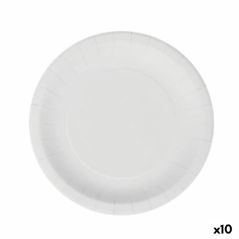 image 1 of Plate set Algon Disposable White Cardboard 20 cm (10 Units) N/A