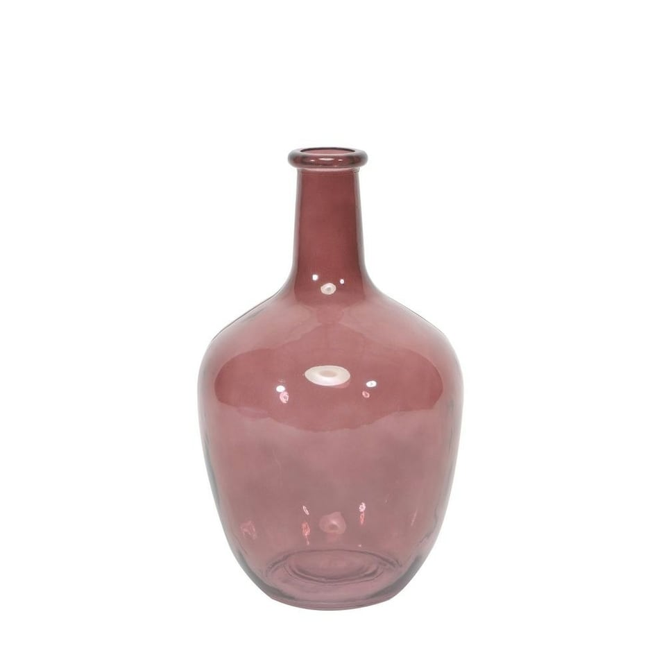 Dusky Pink Glass Bottle Decorative Vase - 25.5cm