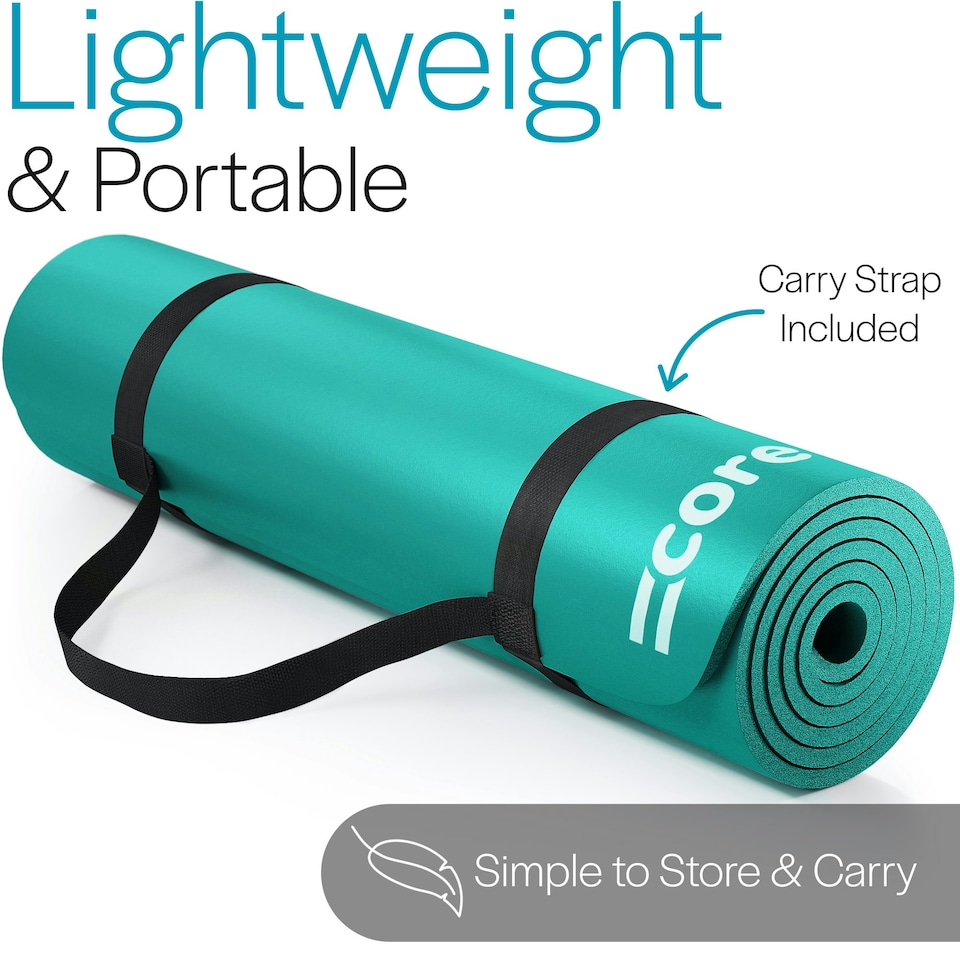 image 1 of Pilates Mat with Strap (10mm Thick) - Green