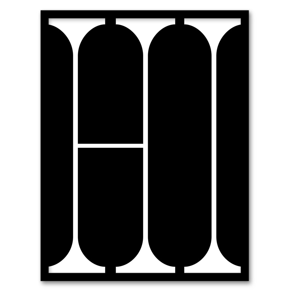 image 1 of Large Hi Word Bold Black White Typography Design Framed Wall Art Print 12X16 In