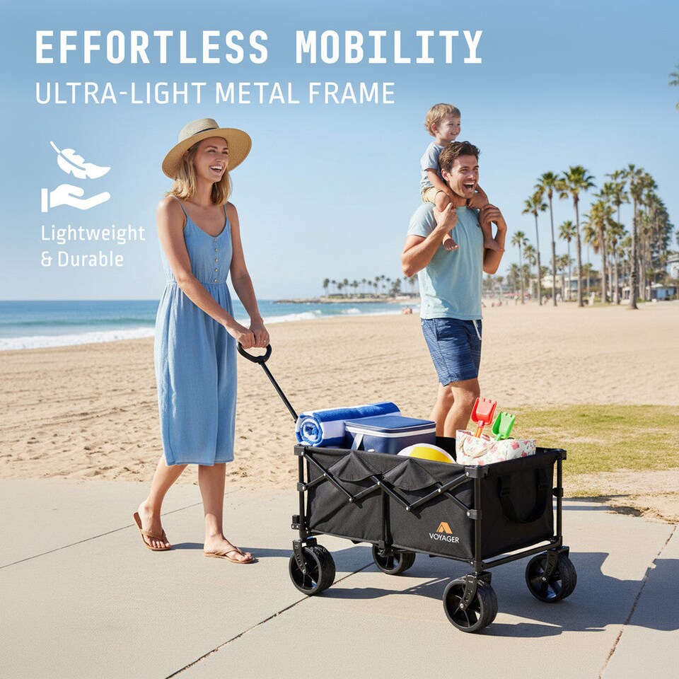 image 1 of Voyager Heavy Duty Folding Camping Wagon with All Terrain Wheels