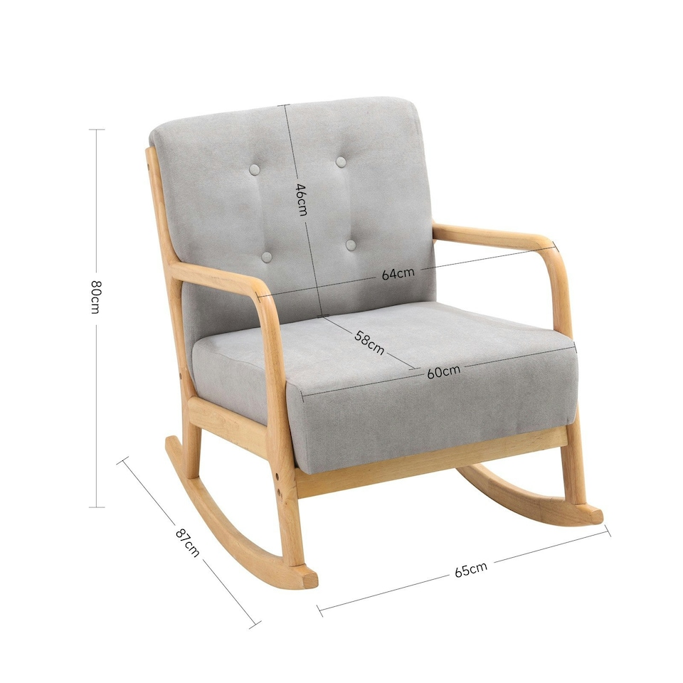 image 1 of Living and Home Contemporary Linen Buttoned Rocking Chair