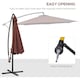 image 3 of Outsunny 3(m) Garden Banana Parasol Hanging Cantilever Umbrella with Crank Handle and Cross Base for Outdoor, Sun Shade, Coffee