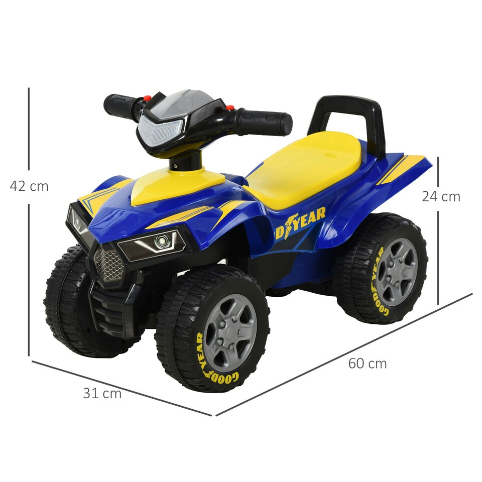 image 1 of HOMCOM Goodyear Baby Quad Ride-On Walker w/ Lights Horn Storage 18-36 Months