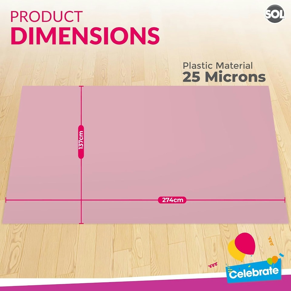 image 1 of SOL 2pk Long Pink Table Cloth Party 274x137cm Plastic Cover Disposable Pink