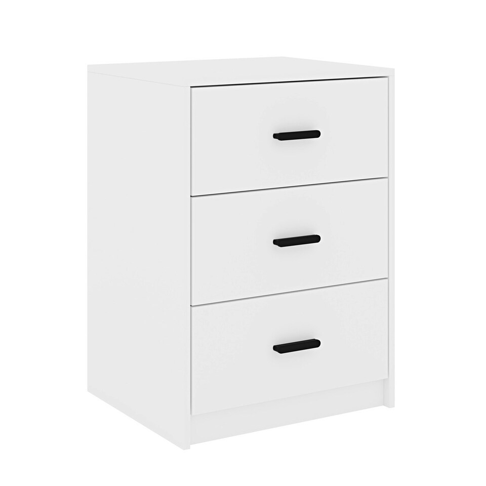 image 1 of White 3-Drawer Bedside Table Grey | Colour: Ash Grey