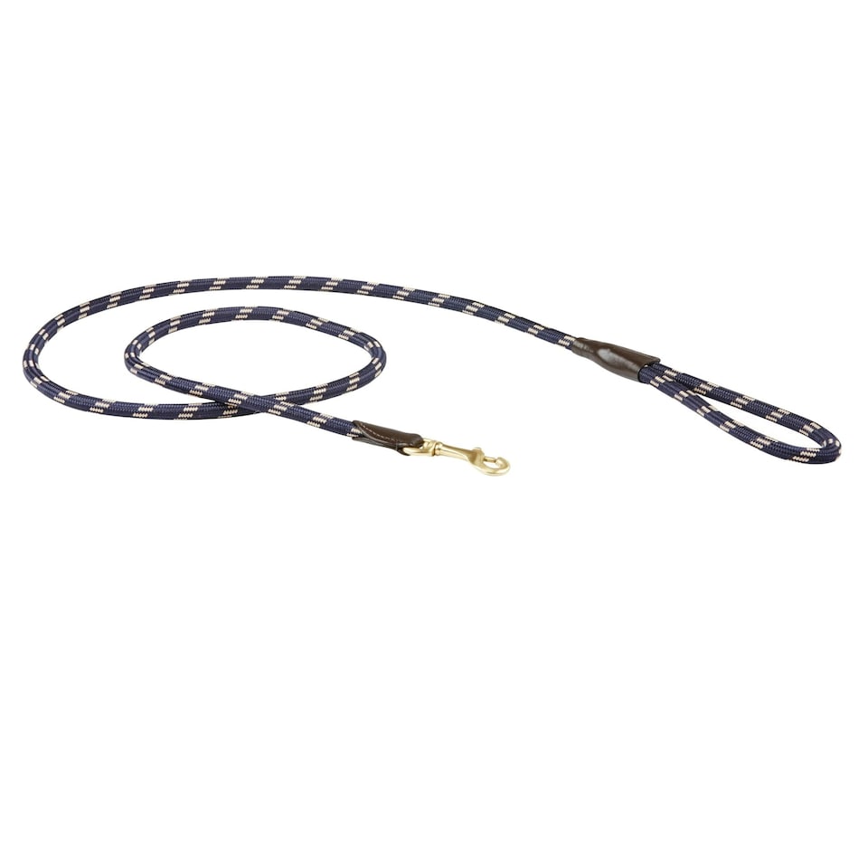 image 1 of Weatherbeeta Rope Leather Dog Lead - Navy/Brown - 1.2m