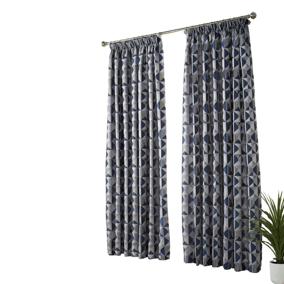 image 1 of Skandi Pencil Pleat Curtains - Navy -116 cm x 137 cm