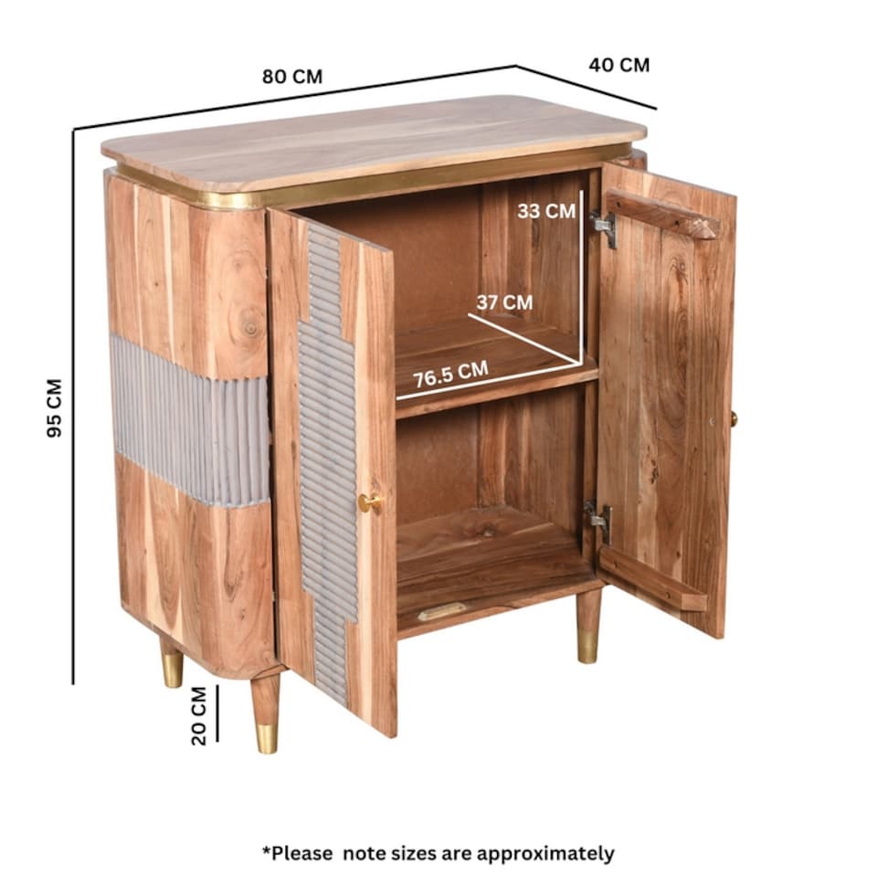 image 1 of Wilton 2 Doors Sideboard - Acacia Wood - L40 x W80 x H95 cm | Brown