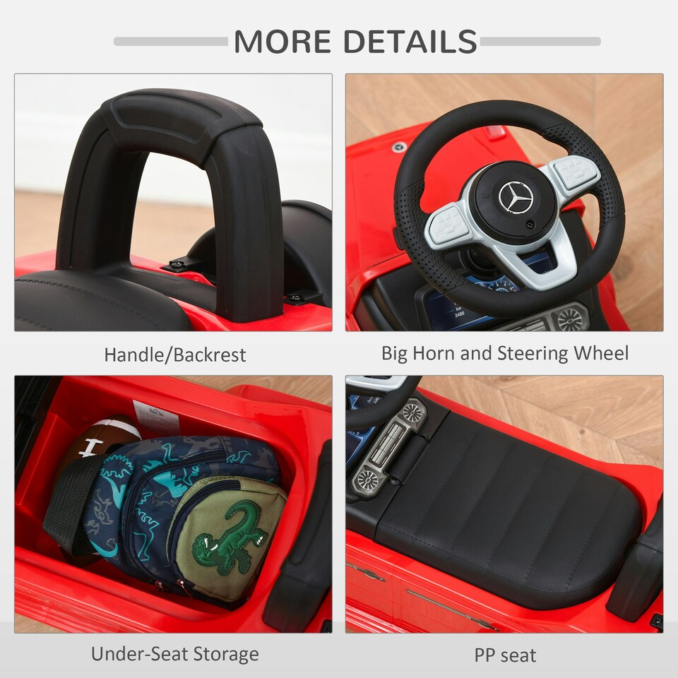 image 1 of HOMCOM Benz G350 Kids Ride on Sliding Car w/ Under Seat Storage No Power Red