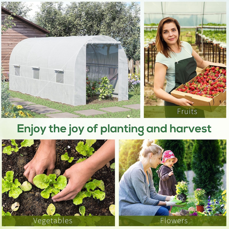 image 1 of Outsunny 4.5 x 2M Walk-in Polytunnel Greenhouse for Garden, Galvanised Steel