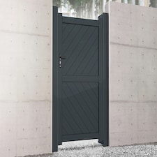 Pedestrian Gate 900x2000mm Black - Diagonal Solid Infill and Flat Top | Black | 1